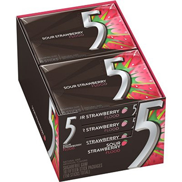 5 Gum Flood Sour Strawberry 15ct 10pk